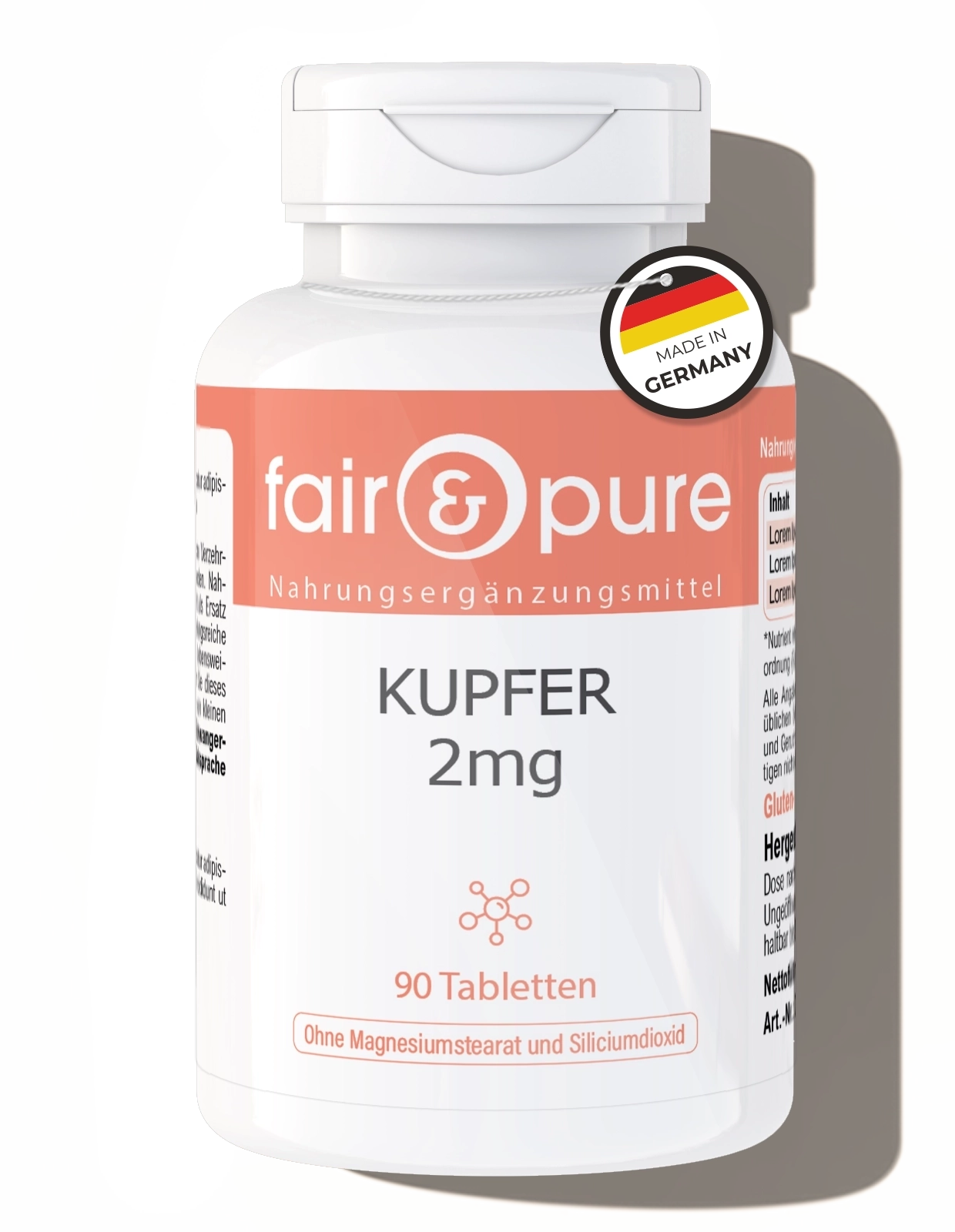 Kupfer 2mg | 90 Tabletten | fair-pure